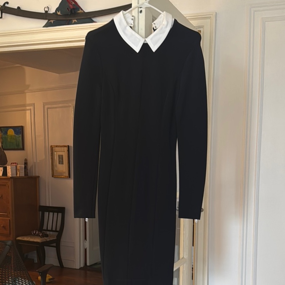 Rag & Bone Stretch Black Sheath Dress with Peter Pan Collar